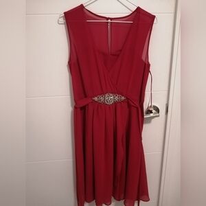 Red mid length cocktail dress